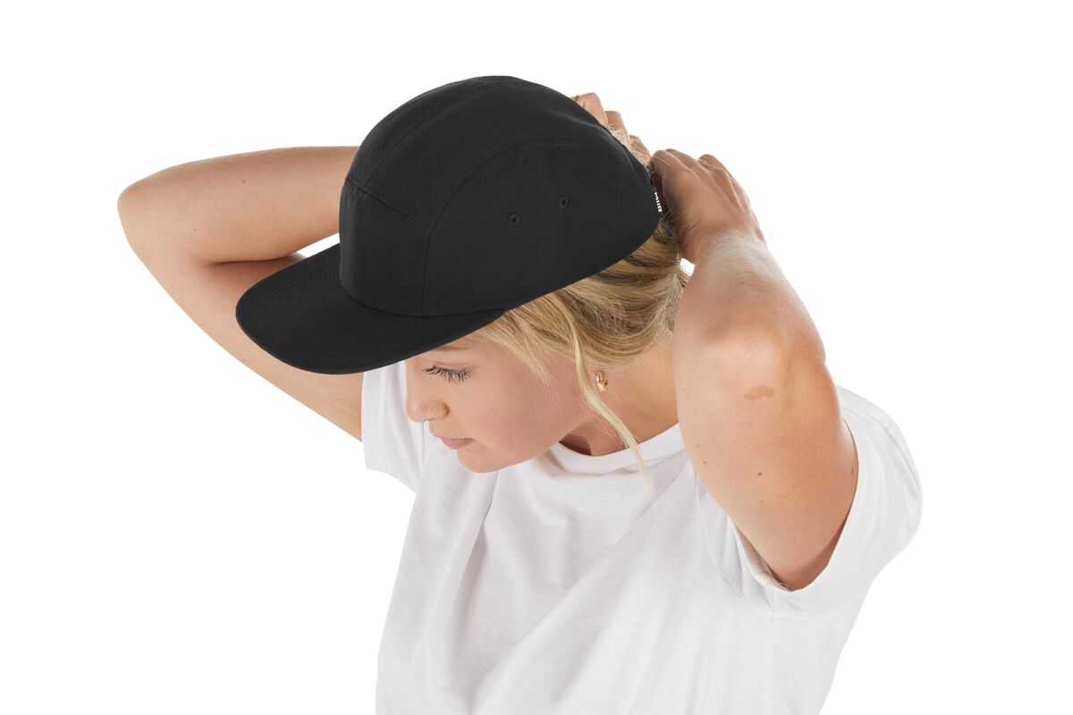 recycled-poly-flat-brim-5-panel-hat-l5 WebPDP-HAT003002_Recycled_Poly_Flat_Brim_5Panel_Hat_Black_Studio_Harper_Studios_0723_Side_4__HAT003002OS.jpg